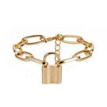 Wristband Women Jewelry Punk Heart Lock Chain Bracelet Women Charm Padlock Bangle